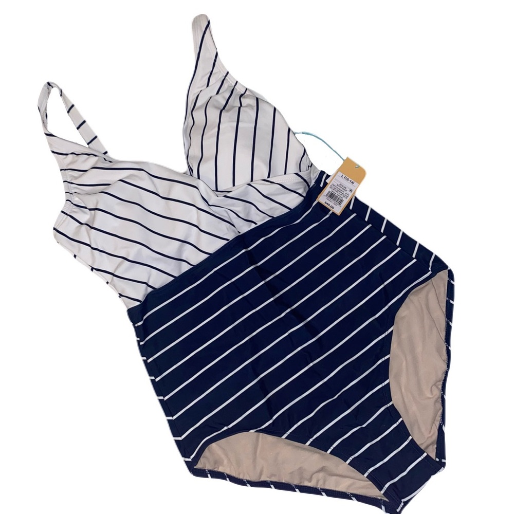 Kona Sol White and Blue One Piece Swimwear Classic Design